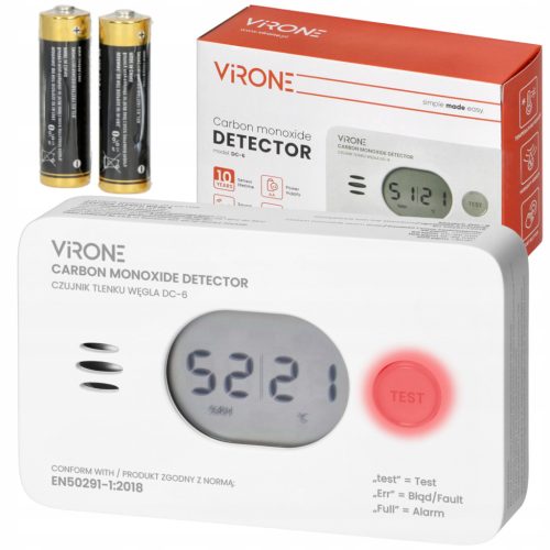  Kohlenmonoxid Temperatur Luftfeuchtigkeit Batteriebetriebener Kohlenmonoxidsensor 10 JAHRE + 2× PAIRDEER AA Alkalibatterie (R6) 1 Stk.