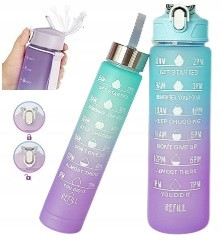  2x WASSERFLASCHE GYM SCHULE MOTIVIERENDE MESSFLASCHE 2 Stück 600+ 300ML