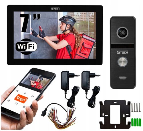 7-ZOLL-WIFI-VIDEO-TÜRPHONE MIT TELEFON-ANWENDUNG + ATLO-501B/BK-SCHLÜSSELRING