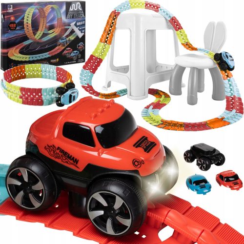  Auto-Rennstrecke, Rennstrecken-Set + Auto, 4,8 m, flexibel, XL