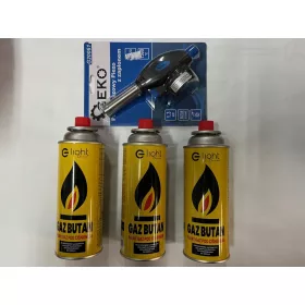 Gasbrenner, Piezzo-Zünder + 4 Gase