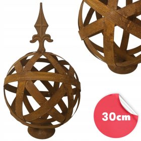   Rustikale Dekokugel 30 cm mit Spitze auf einem Skulpturensockel für die Gartenterrasse