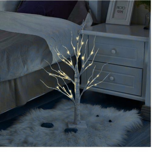  DEKORATIVER WEIHNACHTSBAUM, LEUCHTENDE LED-BIRKE, 60 cm, KALTWEIßE LAMPEN