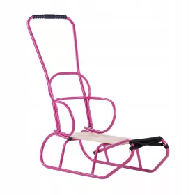    stabiler polnischer Schlitten, Metall-Holz, für Kinder, hohe Rückenlehne + Schieber