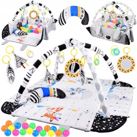    Große pädagogische Alpaka-Matte für Babys 4in1 + 20 bunte Bälle ZA4648