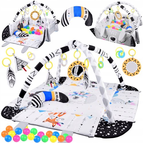  Große pädagogische Alpaka-Matte für Babys 4in1 + 20 bunte Bälle ZA4648