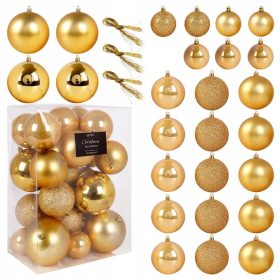    Unzerbrechliche goldene Christbaumkugeln, 26er-Set, 6 Stück
