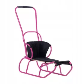    starker polnischer Schlitten, Metall und Holz, für Kinder. RÜCKENLEHNE + SCHIEBER + MATRATZE