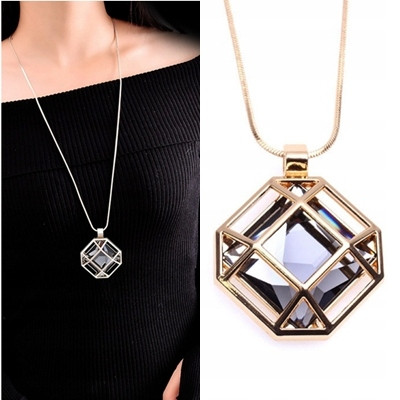  LANGE Goldkette, Kristall GRAPHIT