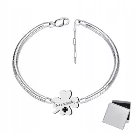  PANDO GLÜCKSKLEE-ARMBAND, 925 SILBER, DICKE KETTE