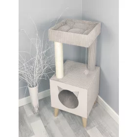  GROSSER SCRATCRATOR FÜR KATZE, LED-HAUS, VELOURS-SIZAL