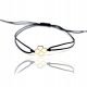  Armband an schwarzem Band aus 585er Gold mit Kleeblatt