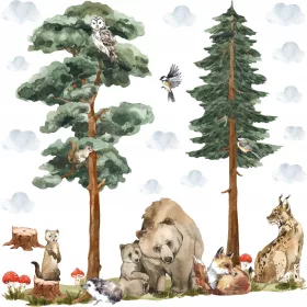  GROSSE Wandaufkleber für Kinder WALDTIERE