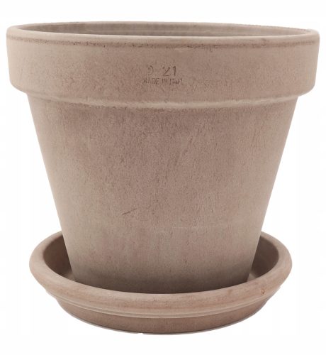  Degrea-Blumentopf 21,3 cm x 21,3 x 19 cm Durchmesser 21 cm, Keramik in Braun- und Beigetönen, Grau- und Silbertöne, Terrakotta + Degrea-Blumentopfständer 19 cm aus Keramik