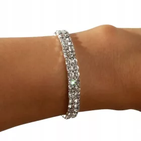    Elegantes Zirkonia-Armband, 2-reihig, Silber, Hochzeit, Silvester