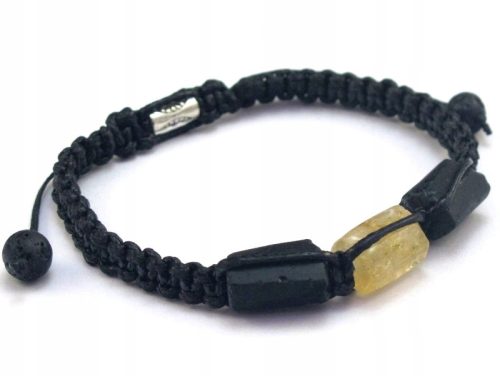  ARMBAND Schnur Citrin Turmalin Lava 16,5cm schwarz [B784]