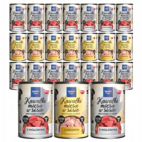    WAFI NASSES HUNDEFUTTER STÜCK IN SAUCE 24x415G 75% FLEISCH IN STÜCKEN