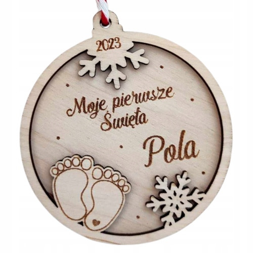 Holzkugel mit Namen für den Weihnachtsbaum – mein erstes Weihnachten