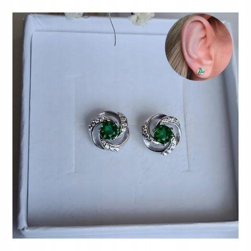  Silberne Ohrringe mit 925-Zirkonia-Ohrsteckern, KOSTENLOSE BOX