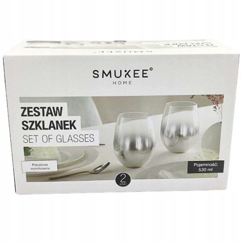  SMUKEE Set aus zwei GLAMOUR Gläsern 2 x 560 ml Silber 794
