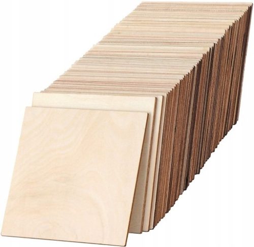  HOLZQUADRATE, QUADRATISCH 10x10 cm, AUS SPERRHOLZ, 50 Stück, STÄNDER, ÖKO-DEKO