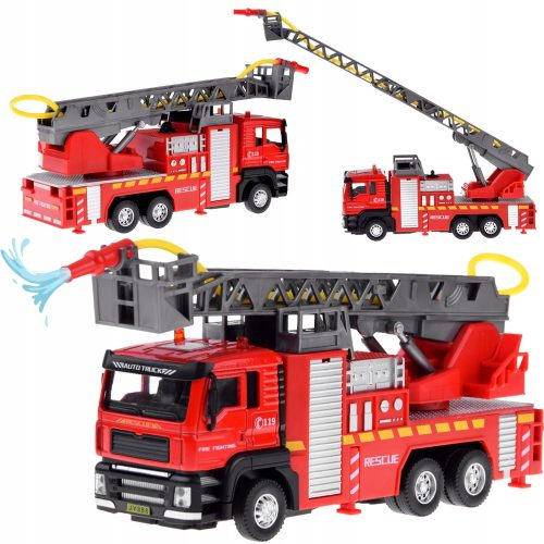  Feuerwehrauto mit wasserspritzender Leiter ZA4641