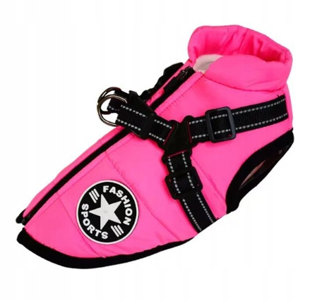  JACKE HUNDEKLEIDUNG WARME WINTERWESTE ROSA MIT GESCHIRR S