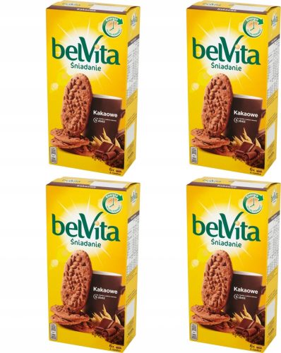 belVita Kakao Getreidekekse – Gesunder Snack für den Arbeitsalltag, 4 x 300 g