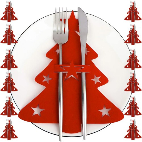  Besteckkasten Weihnachtsbaum Abdeckung 12 Stück Weihnachtstisch Tischset