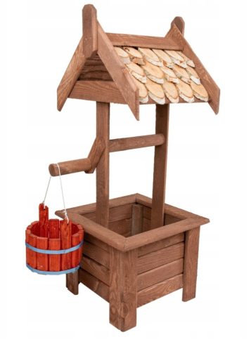  Blumenbeet-Holzbrunnen-Gartendekoration