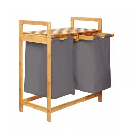  AD.CON freistehender Wäschekorb 60l, Grau- und Silbertöne