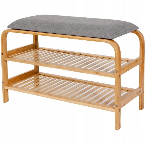  Schuhregal aus Bambus, 69,5 x 30 x 45 cm, Grau