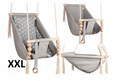  Kidaboo 3in1 Schaukel, grau mit weißen Sternen, 80x38x30 cm