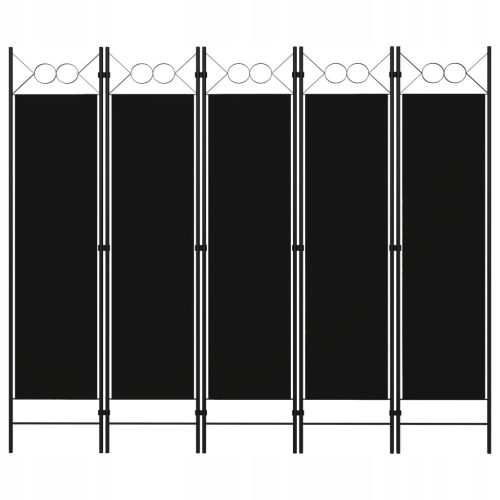 Paravent 5-Panel-Bildschirm, schwarz, 200 x 180 cm