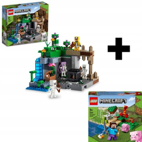  LEGO Minecraft 21189 Skeleton Dungeon + LEGO Minecraft 21177 Creepers Hinterhalt