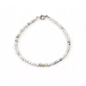    Armband, natürliches weißes HOWLIT-Magnesit, facettierte Kugeln, 3 mm