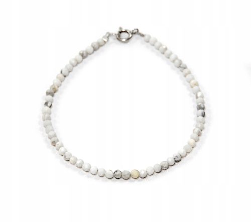  Armband, natürliches weißes HOWLIT-Magnesit, facettierte Kugeln, 3 mm