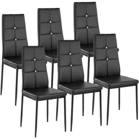  TecTake Stuhl, Kunstleder, schwarz, 6-tlg.