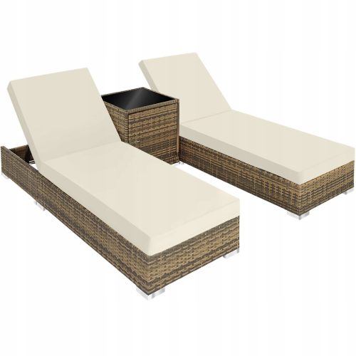  TecTake 403771 Technorattan-Liegestuhl, Beige und Braun