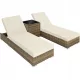  TecTake 403771 Technorattan-Liegestuhl, Beige und Braun