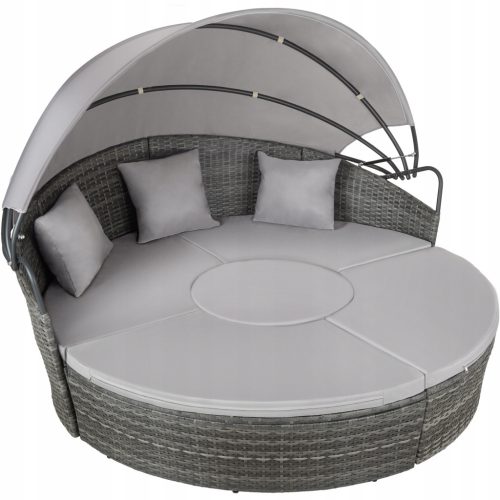  TecTake Santorin Technorattan Gartenmöbel-Set, grau, 13-teilig.