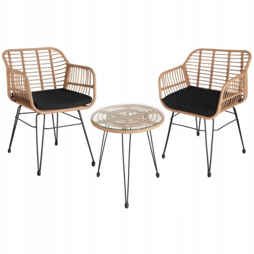  TecTake Tisch und Stühle, Kunststoff 1, Beige und Braun