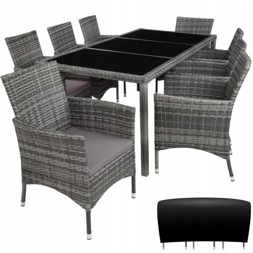  TecTake Almansa Technorattan Gartenmöbel-Set, braun, 18-teilig.