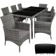  TecTake Almansa Technorattan Gartenmöbel-Set, grau, 18-teilig.