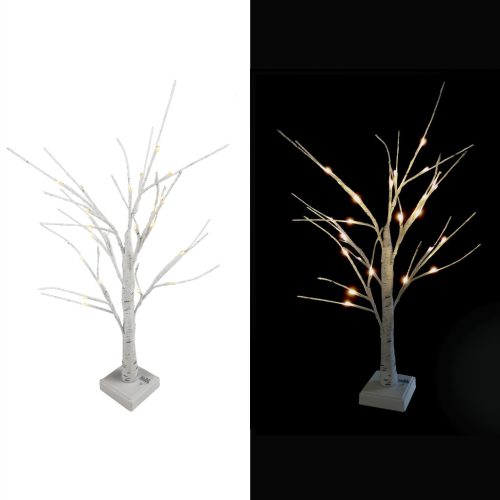  Leuchtender Baum, 24 LED-Lampen, 60 cm, weiße Birke, Dekoration mit Fernbedienung