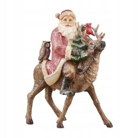    Weihnachtsmann auf Rentier Weihnachtsfigur 28 cm GIVRE VILLA ITALIA