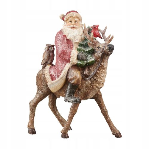  Weihnachtsmann auf Rentier Weihnachtsfigur 28 cm GIVRE VILLA ITALIA