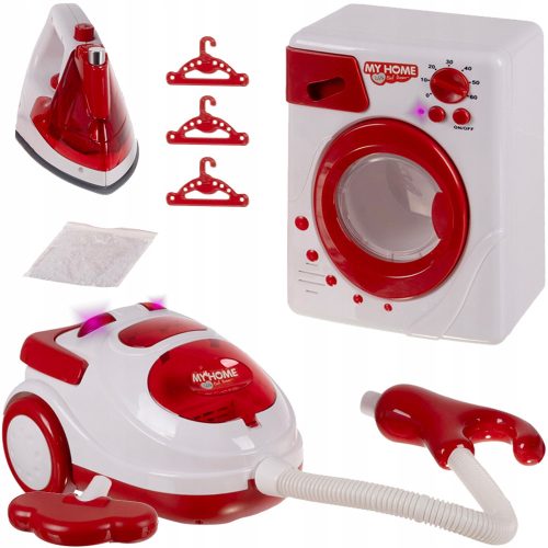  Reinigungsset für Kinder, Waschmaschine, Bügeleisen, Staubsauger, Haushaltsgeräte, 3in1, batteriebetrieben