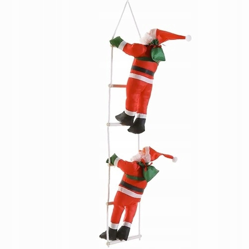  Weihnachtsmann auf einer Leiter, 120 cm, Weihnachtskamin auf dem Balkon