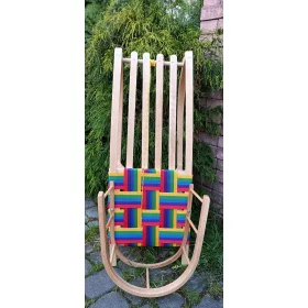  Holzschlitten mit Rückenlehne